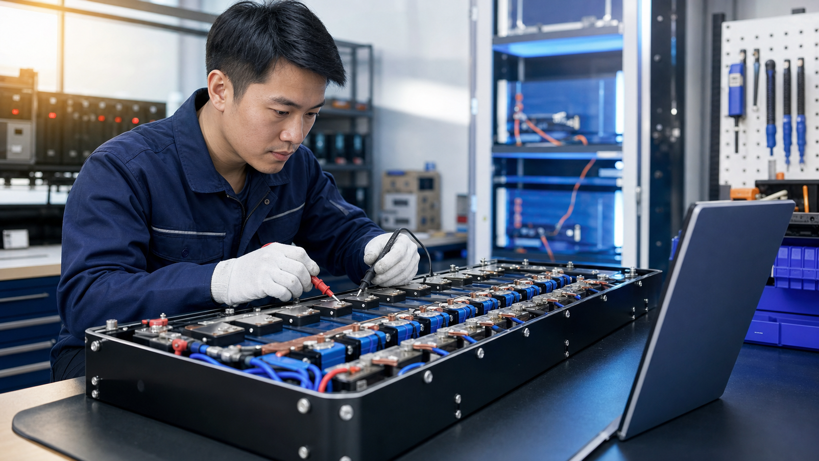 Kỹ thuật viên kiểm tra pin Lithium